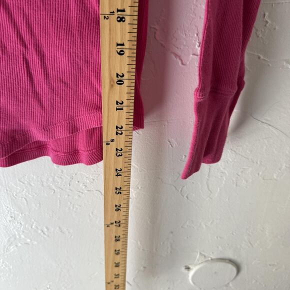 Victorias Secret Henley Shirt Y2k Fitted Medium Pink Long Sleeve Thermal Top - Picture 7 of 9